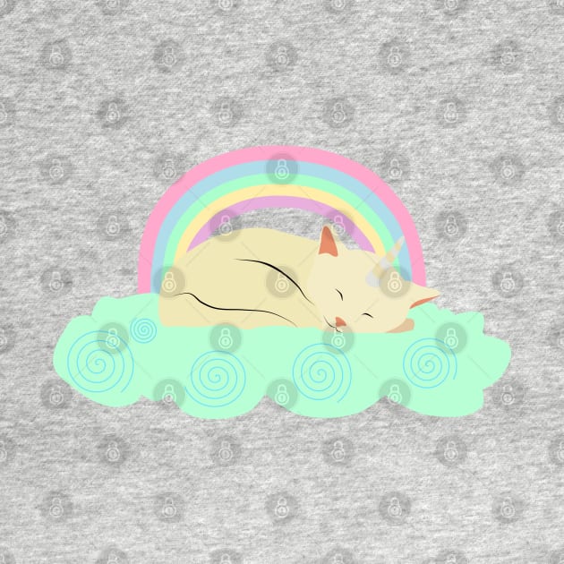 Kittycorn sleeping in a cloud by LittleAna